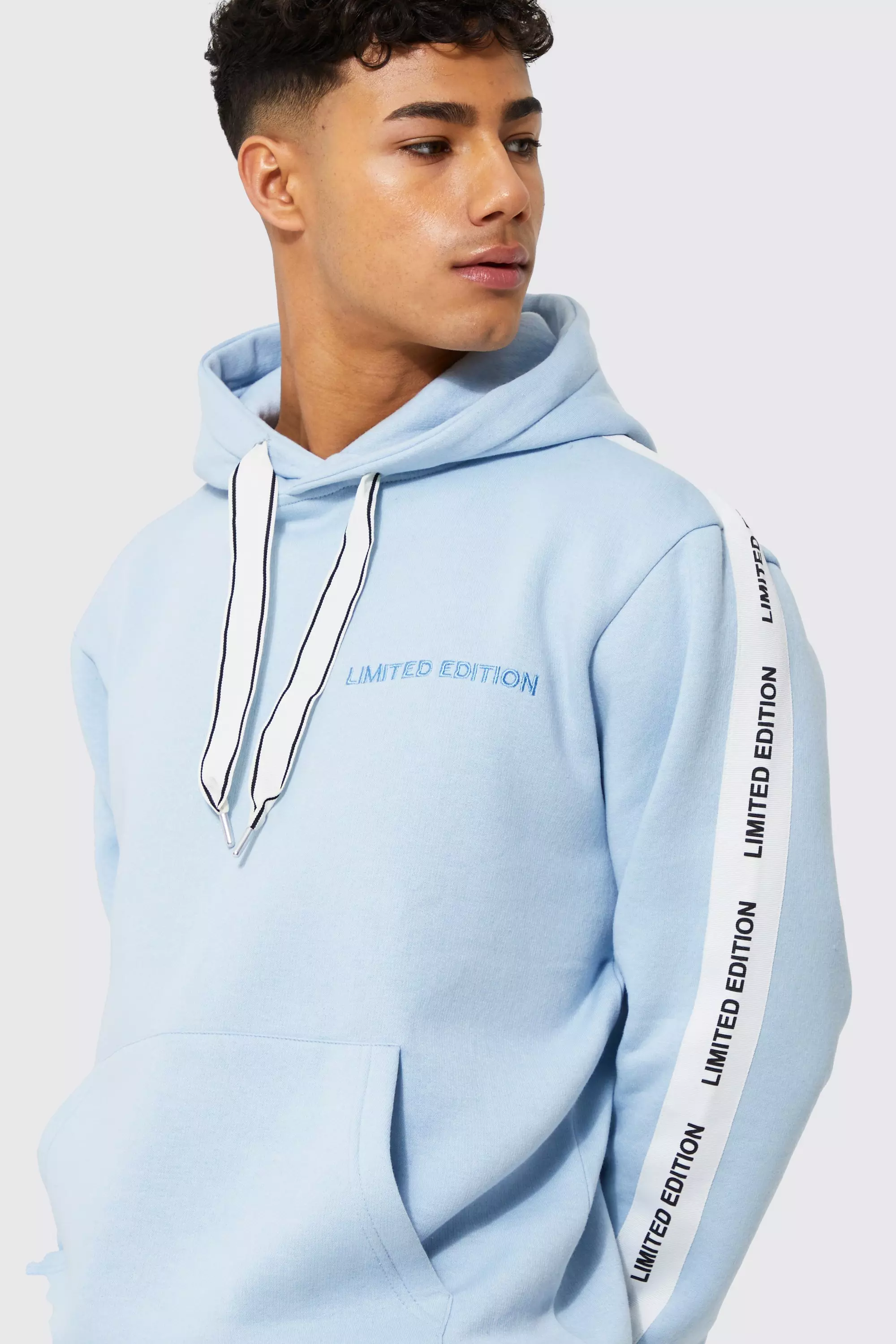 Drawcord Detail Tracksuit With Side Tape boohooMAN UK